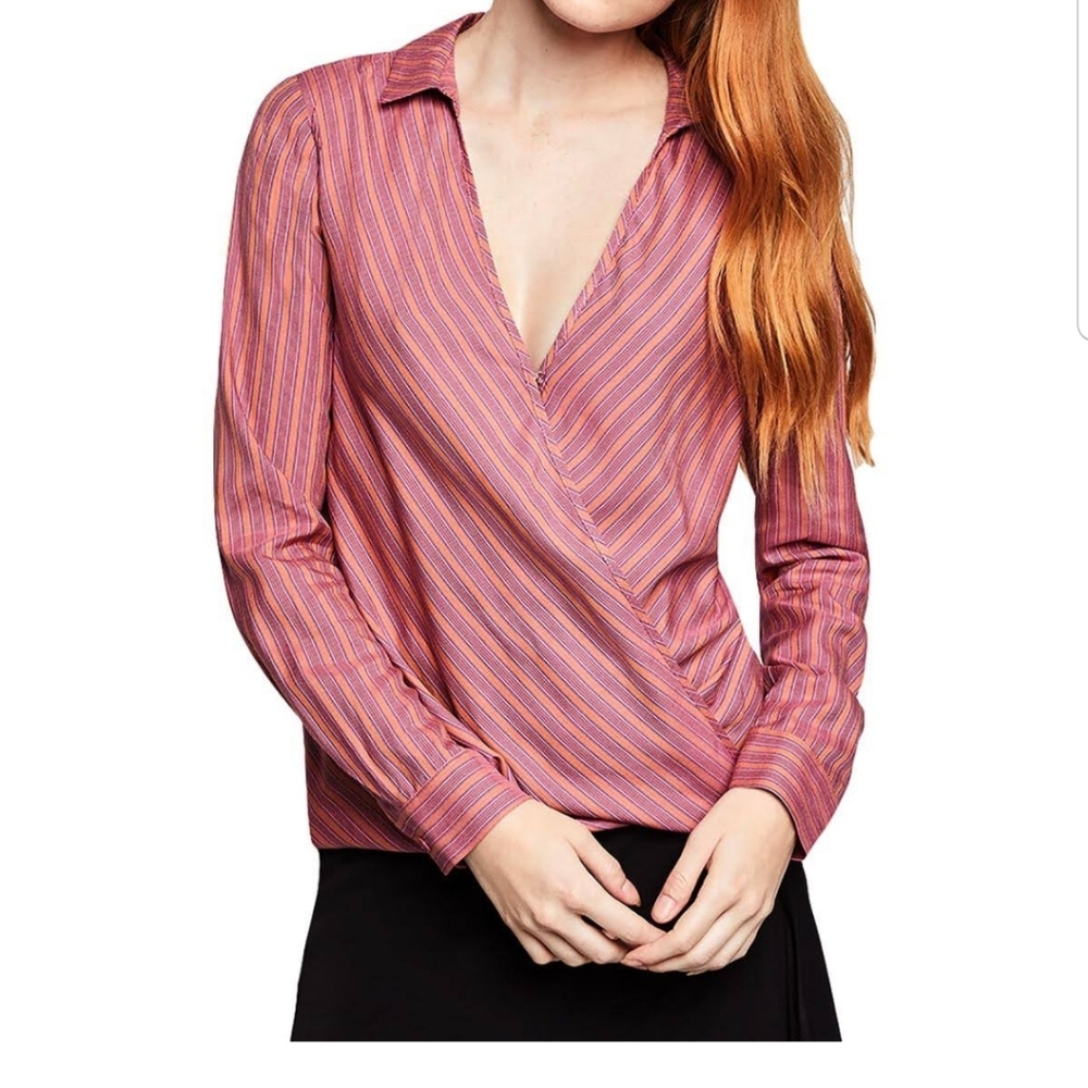 Bcbg front wrap blouse